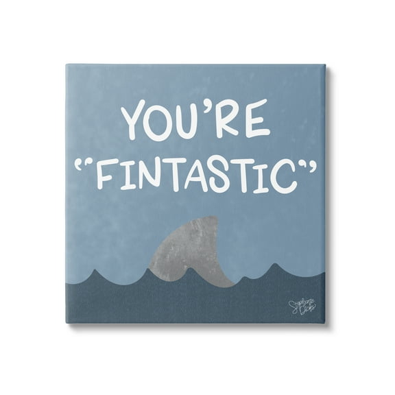 Stupell Industries Funny Fintastic Saying Text Shark Fin Swimming Ocean , 36 x 36, Design by Stehanie Dicks