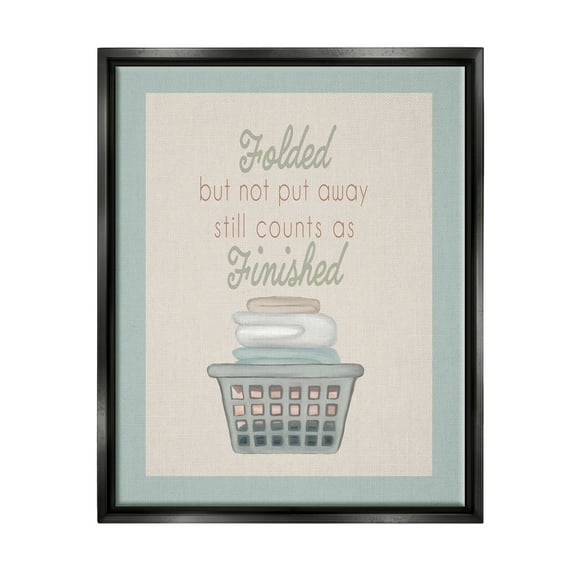 Stupell Industries Funny Folded Laundry Phrase Typography Painting Black Floater Framed Art Print Wall Art, 17 x 21