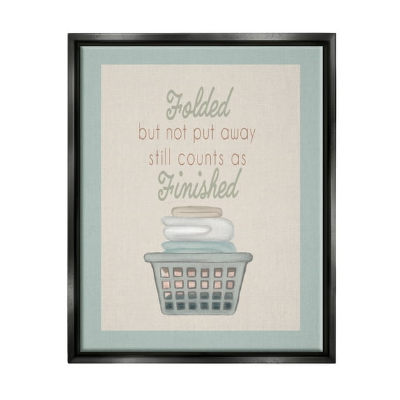 Stupell Industries Funny Folded Laundry Phrase Typography Painting Black Floater Framed Art Print Wall Art, 17 x 21
