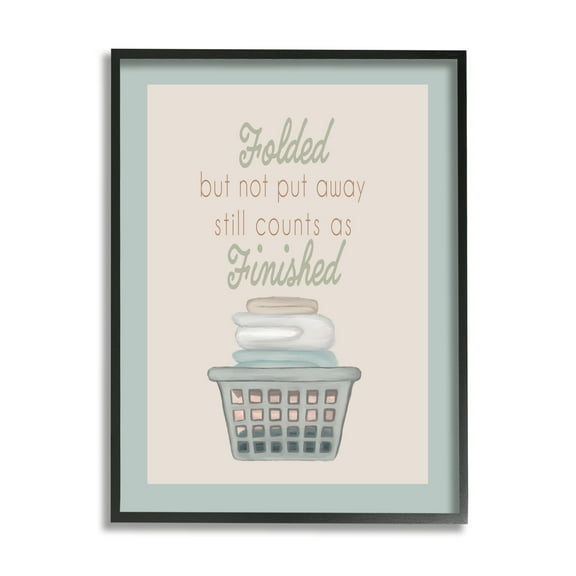 Stupell Industries Funny Folded Laundry Phrase Typography Painting Black Framed Art Print Wall Art, 11 x 14