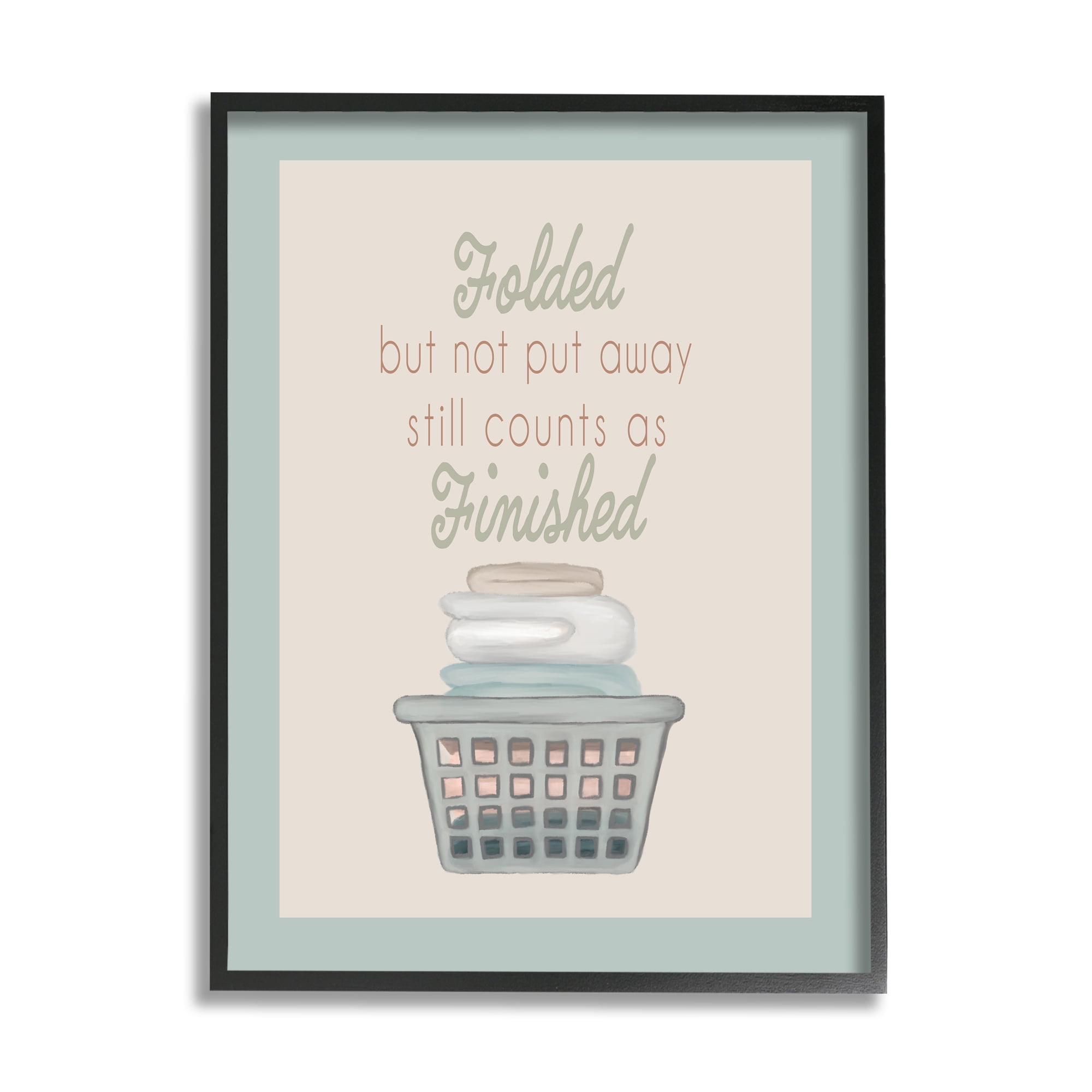 Stupell Industries Funny Folded Laundry Phrase Typography Painting Black Framed Art Print Wall Art, 16 x 20