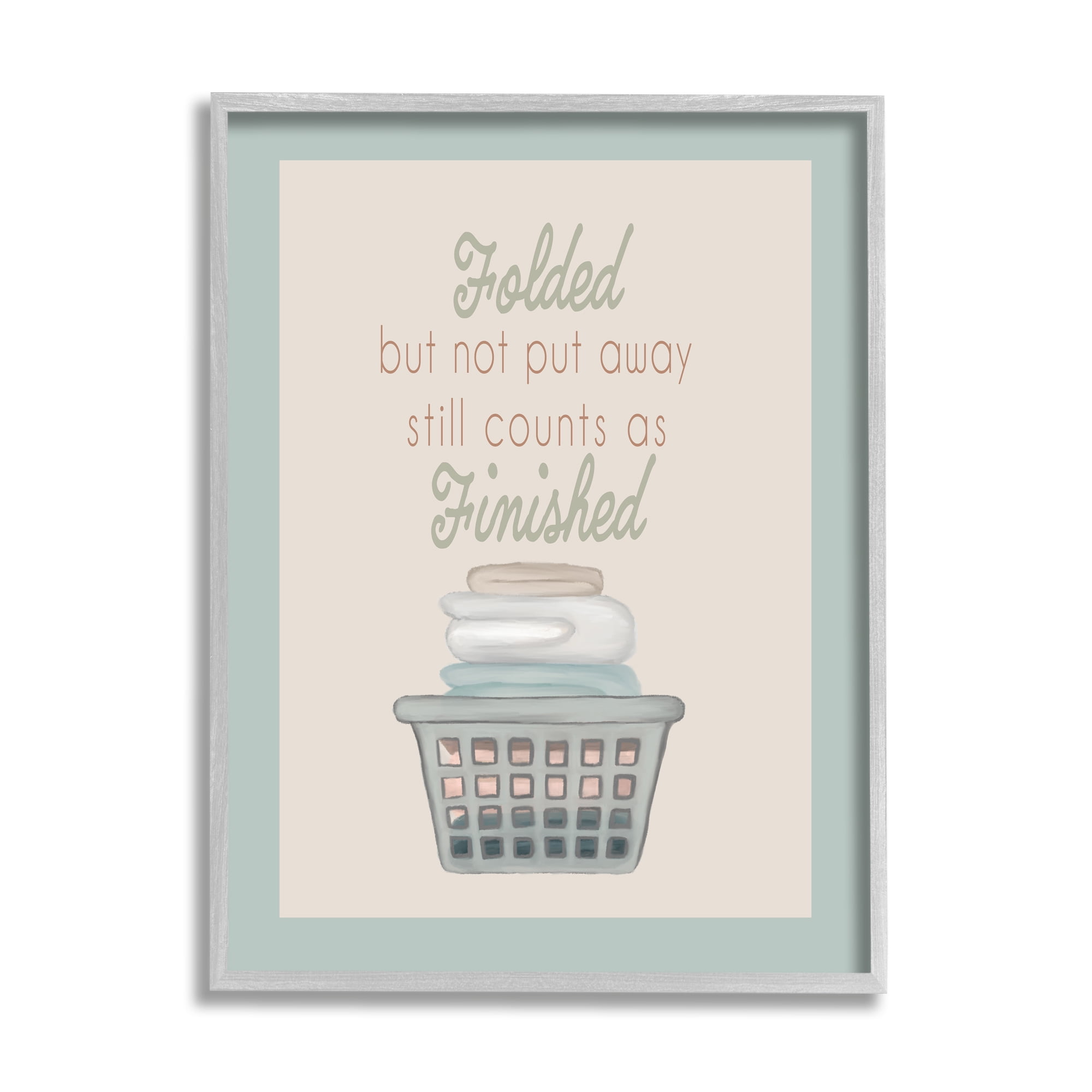Stupell Industries Funny Folded Laundry Phrase Typography Painting Gray Framed Art Print Wall Art, 24 x 30