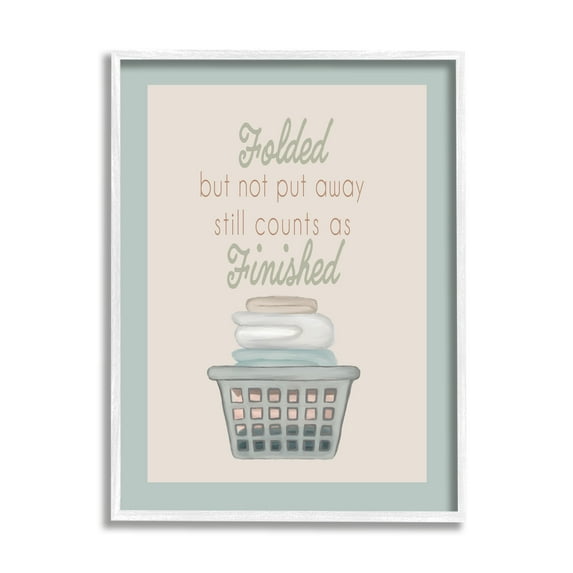 Stupell Industries Funny Folded Laundry Phrase Typography Painting White Framed Art Print Wall Art, 11 x 14