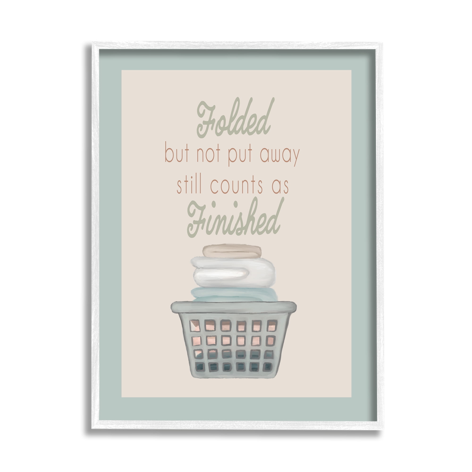 Stupell Industries Funny Folded Laundry Phrase Typography Painting White Framed Art Print Wall Art, 16 x 20