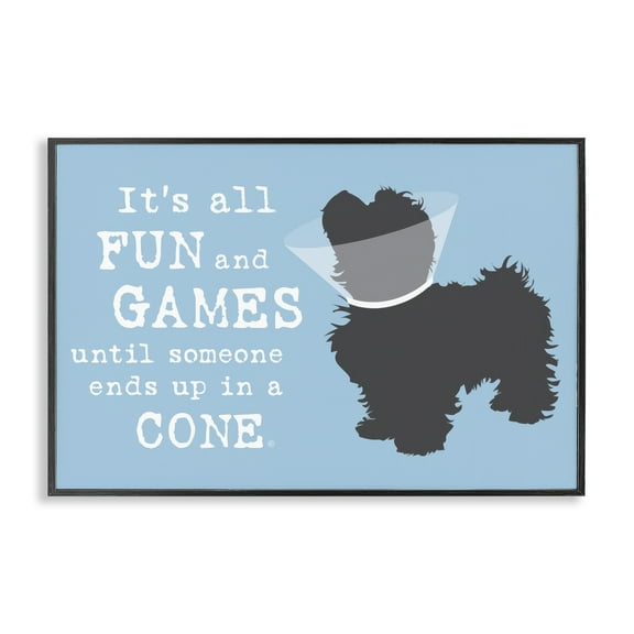 Stupell Industries Funny Fun & Games Dog Animals Painting Black Framed Art Print Wall Art, 18 x 12
