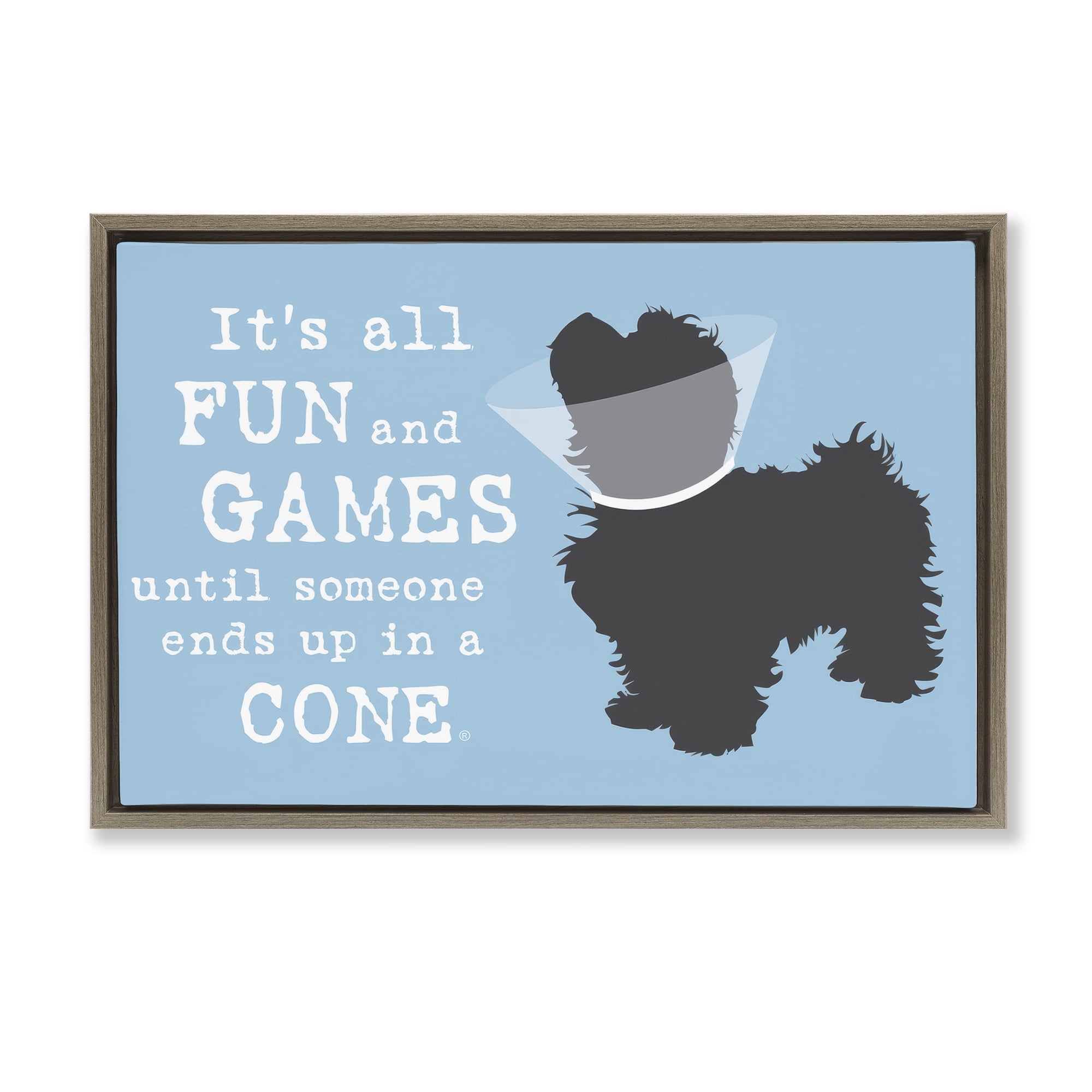 Stupell Industries Funny Fun & Games Dog Animals Painting Brown Floater Framed Canvas Art Print Wall Art, 31 x 21