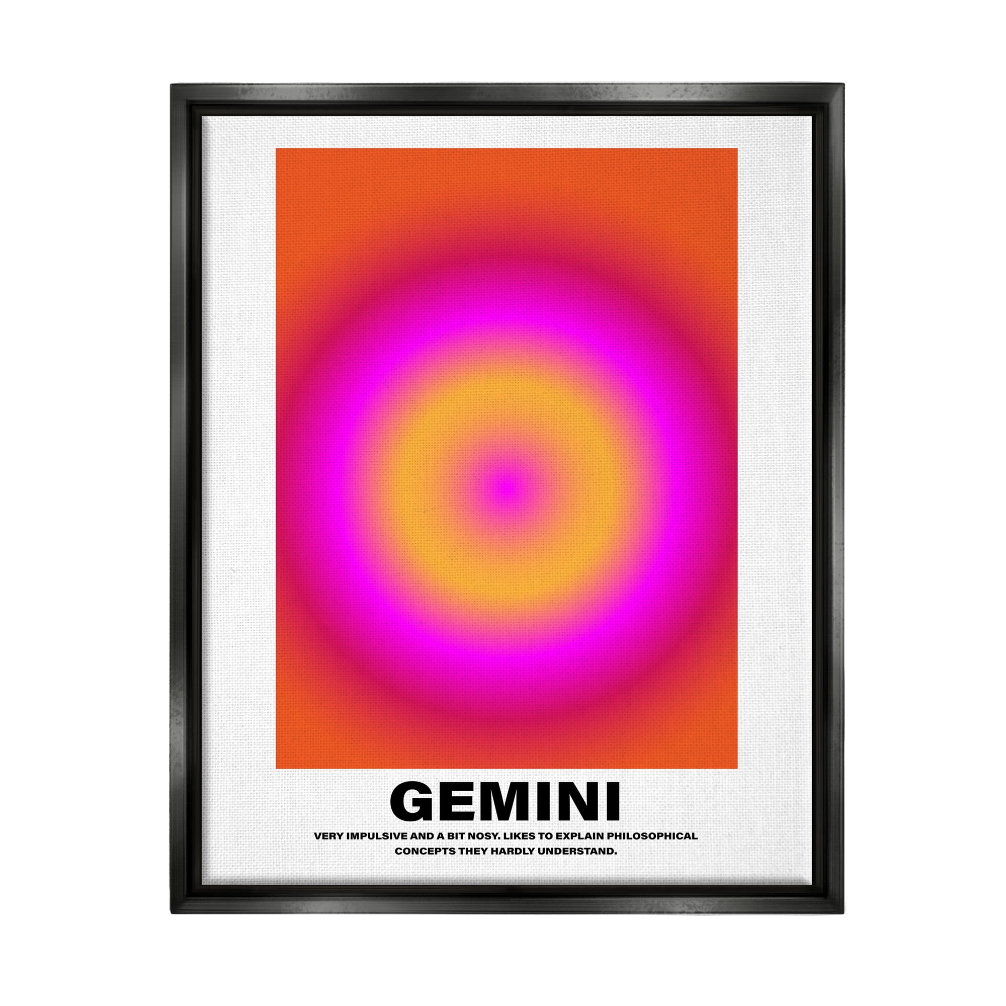 Stupell Industries Funny Gemini Astrology Abstract Painting Black Floater Framed Canvas Art Print Wall Art, 17 x 21