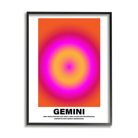 Stupell Industries Funny Gemini Astrology Abstract Painting Black Framed Art Print Wall Art, 16 x 20