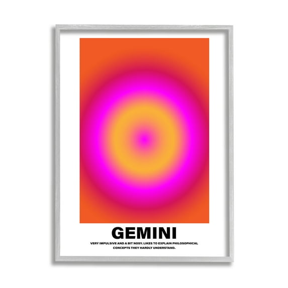 Stupell Industries Funny Gemini Astrology Abstract Painting Gray Framed Art Print Wall Art, 16 x 20