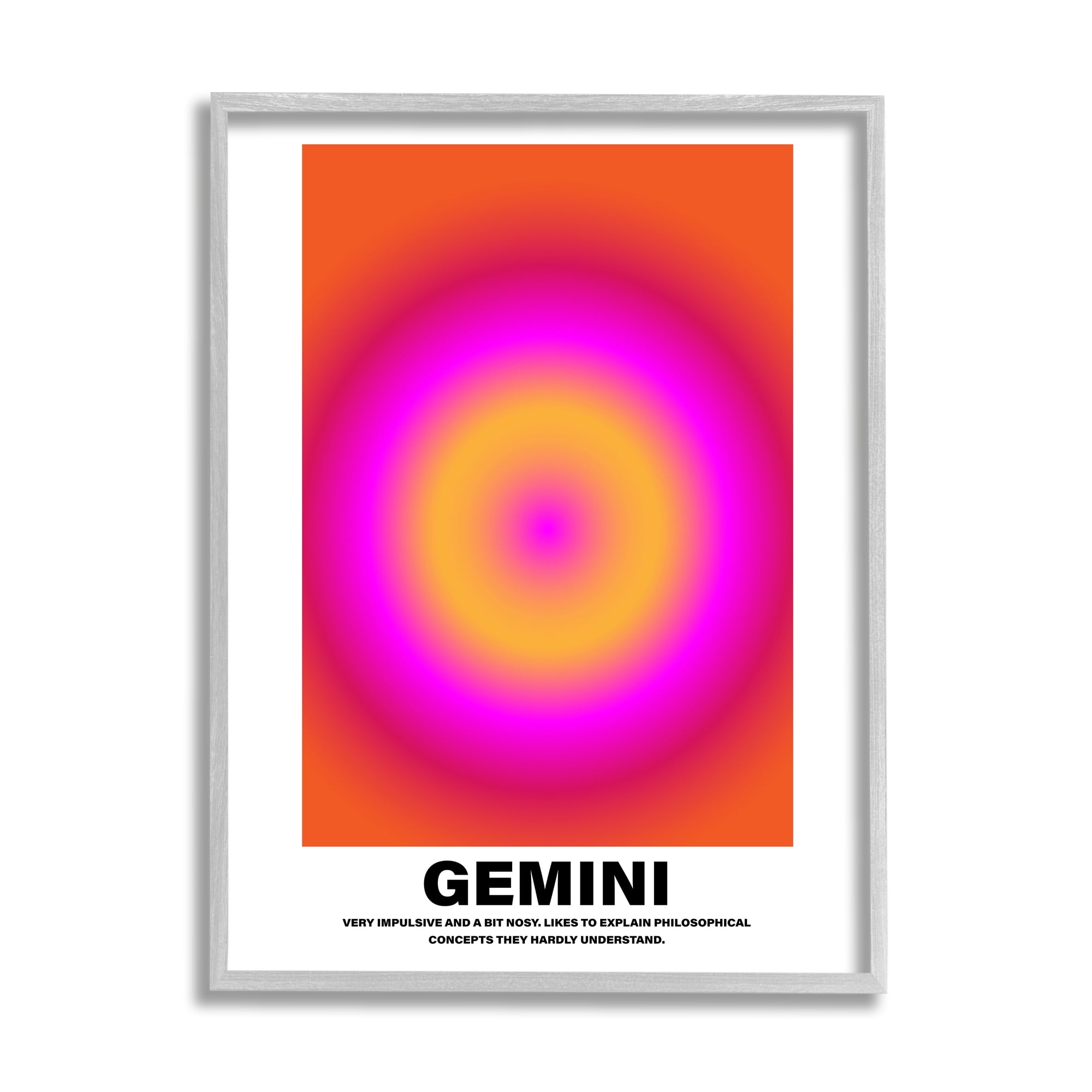 Stupell Industries Funny Gemini Astrology Abstract Painting Gray Framed Art Print Wall Art, 24 x 30