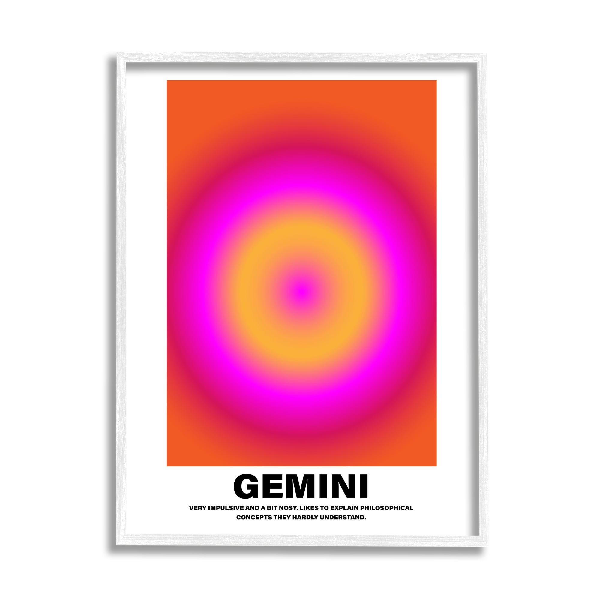 Stupell Industries Funny Gemini Astrology Abstract Painting White Framed Art Print Wall Art, 11 x 14