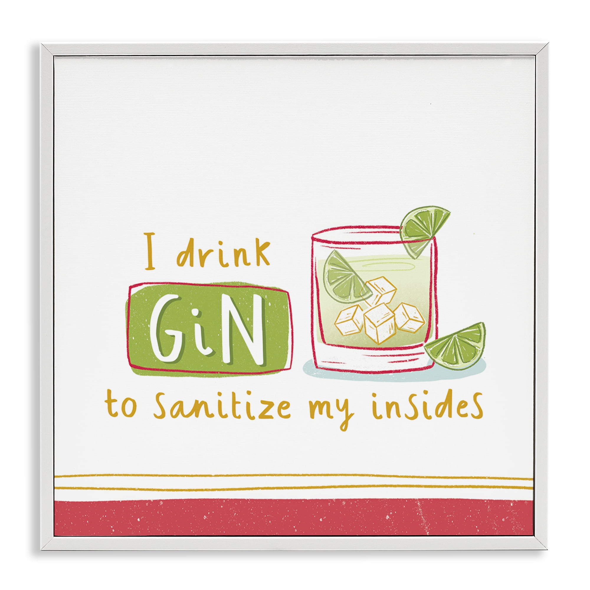 Stupell Industries Funny Gin Phrase Food & Beverage Painting White Framed Art Print Wall Art, 17 x 17