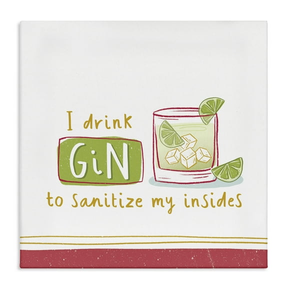 Stupell Industries Funny Gin Phrase Food & Beverage Painting Wrapped Canvas Art Print Wall Art, 17 x 17