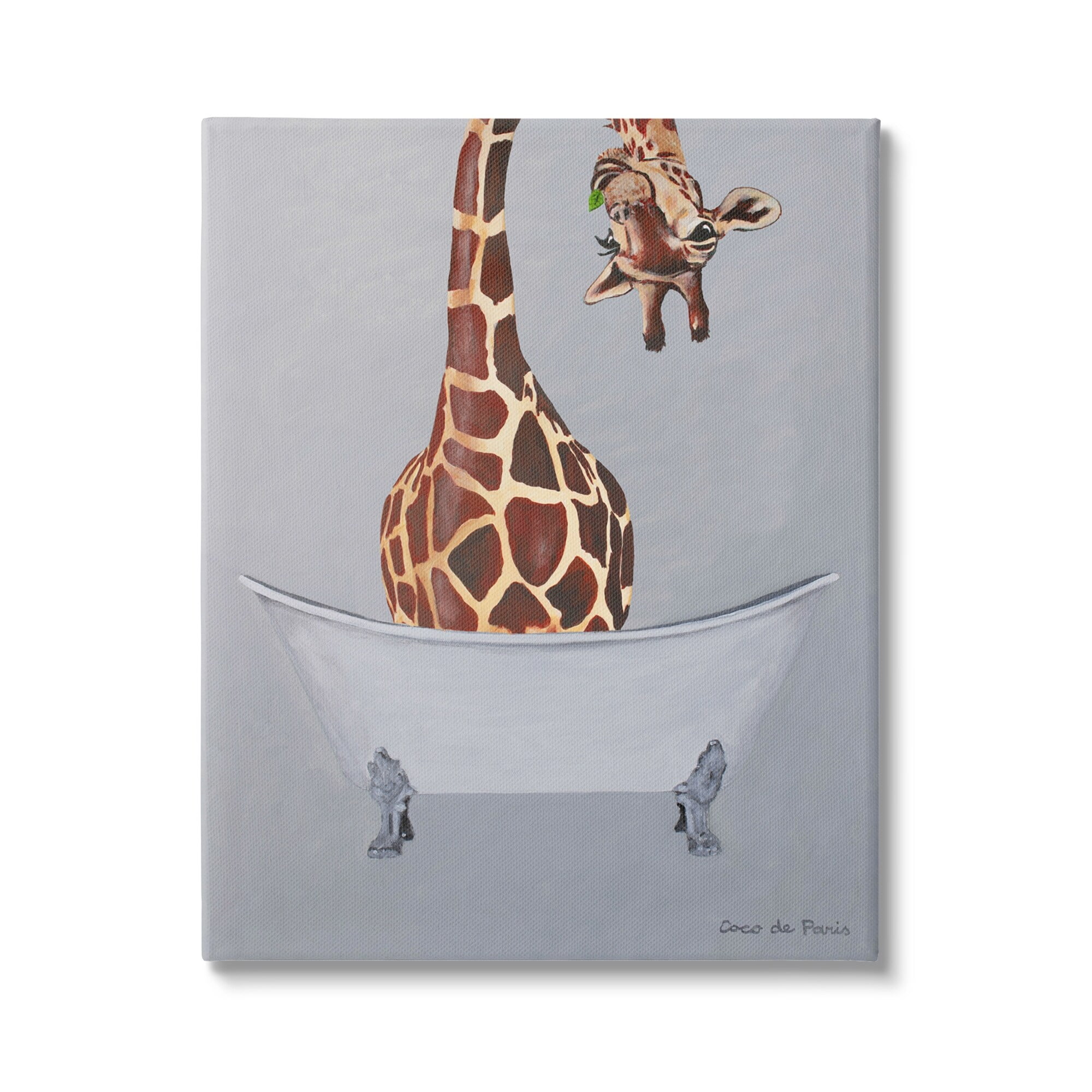 Stupell Industries Funny Giraffe Neck Bathtub Bathroom Theme Painting , 24 x 30, Design by Coco de Paris