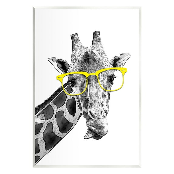 Stupell Industries Funny Giraffe Yellow Glasses Animals & Insects Painting Unframed Art Print Wall Art