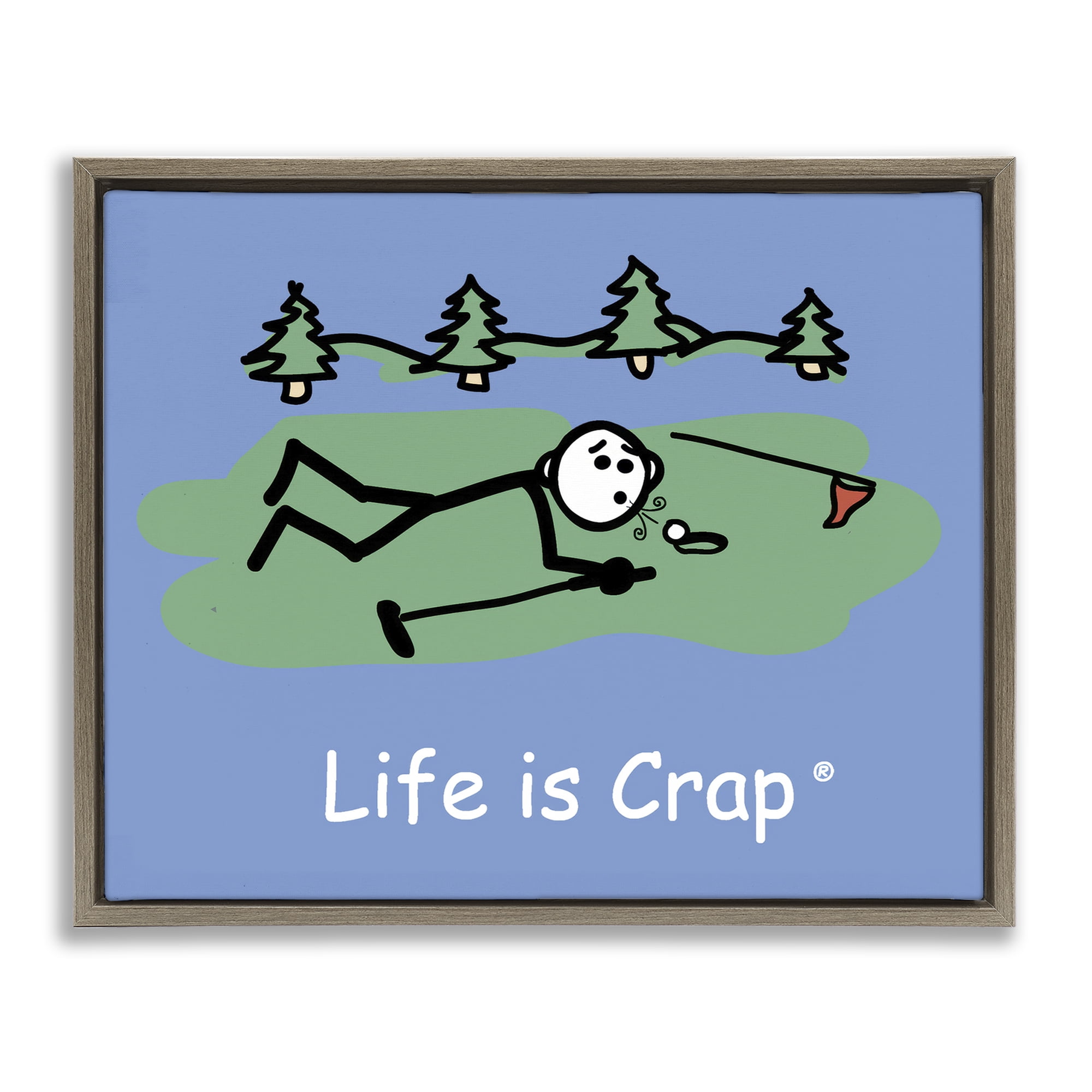 Stupell Industries Funny Golf Blow Novelty & Humor Painting Brown Floater Framed Canvas Art Print Wall Art, 21 x 17