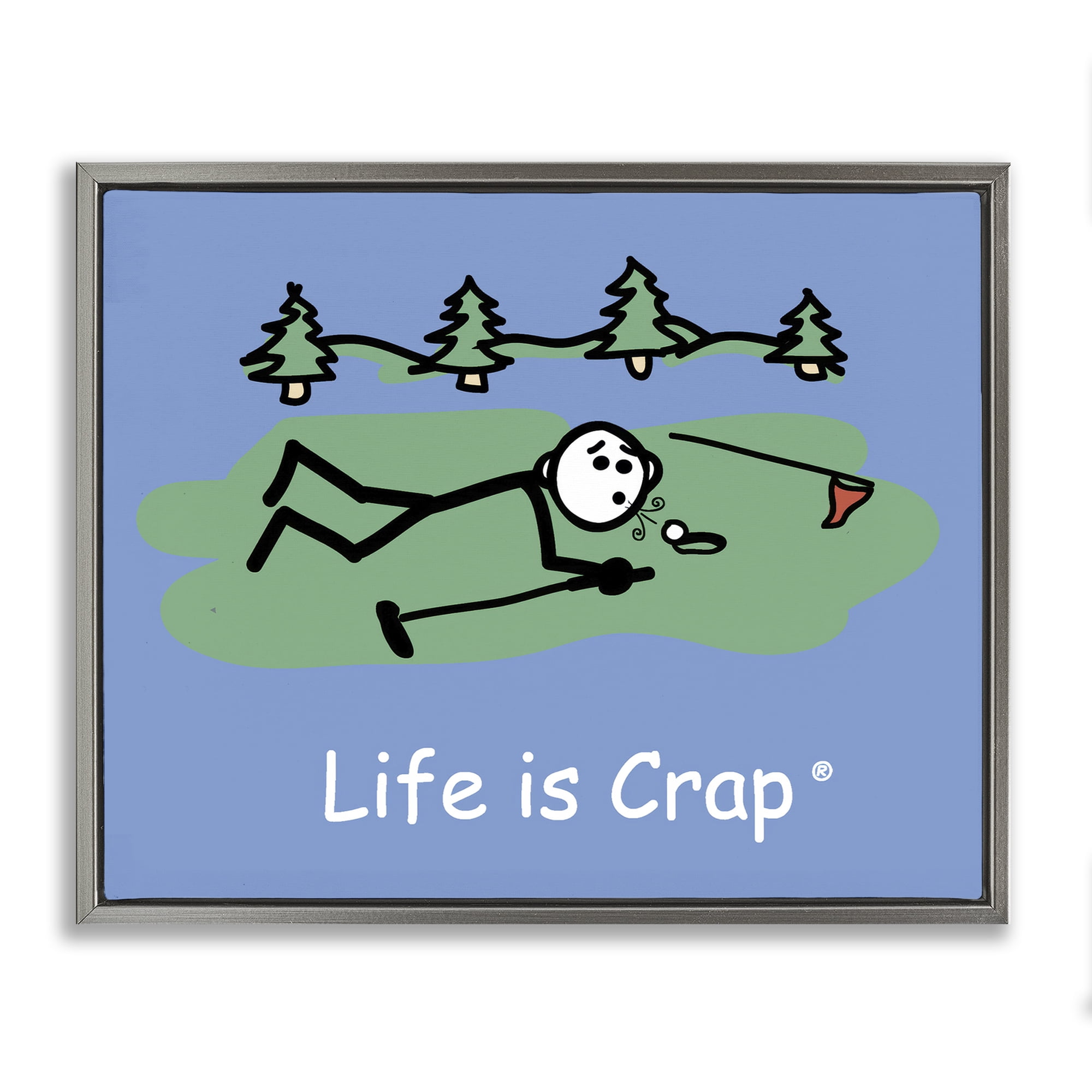 Stupell Industries Funny Golf Blow Novelty & Humor Painting Gray Floater Framed Canvas Art Print Wall Art, 31 x 25