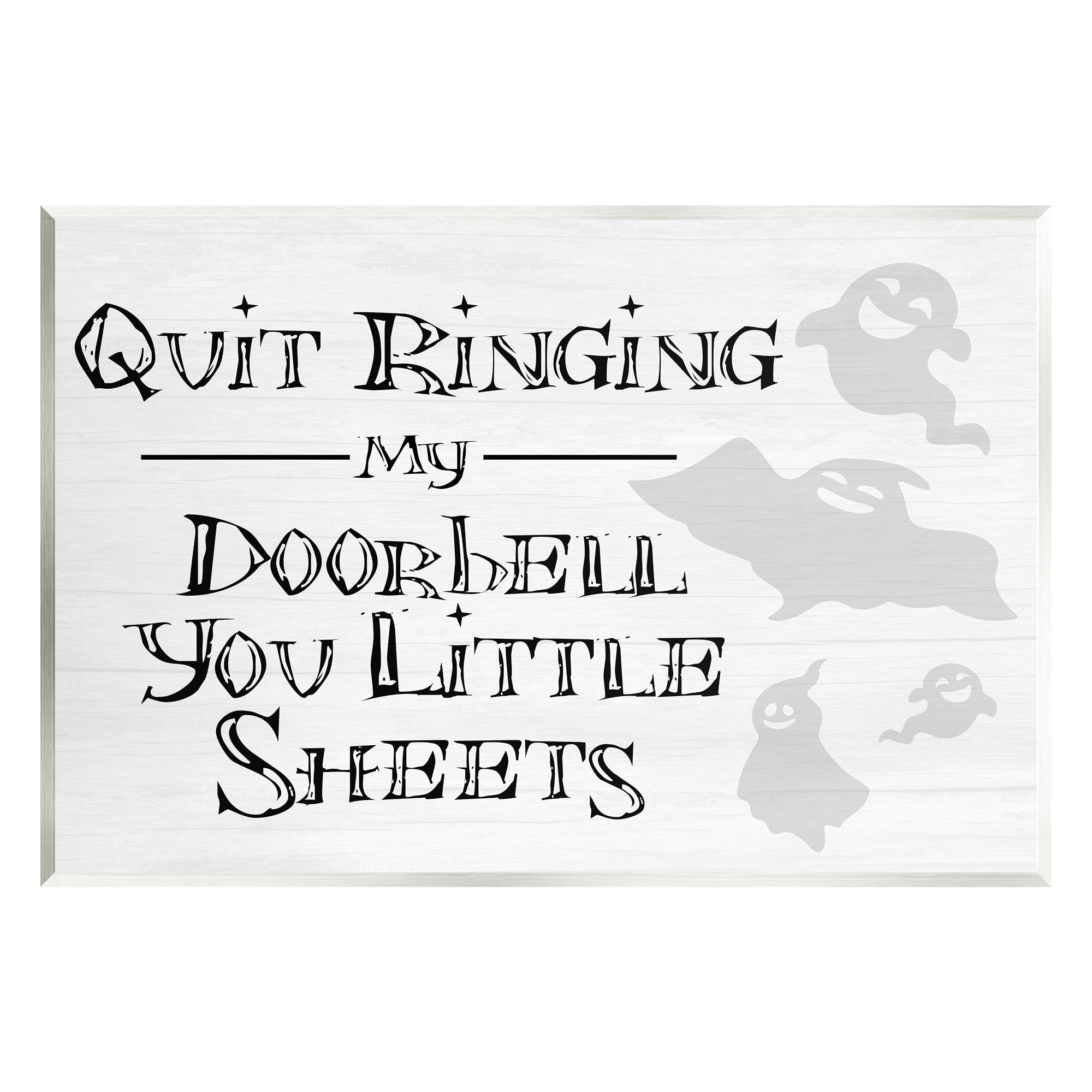 Funny Halloween Typography Phrase Smiling Ghosts Silhouettes MDF Wall Art