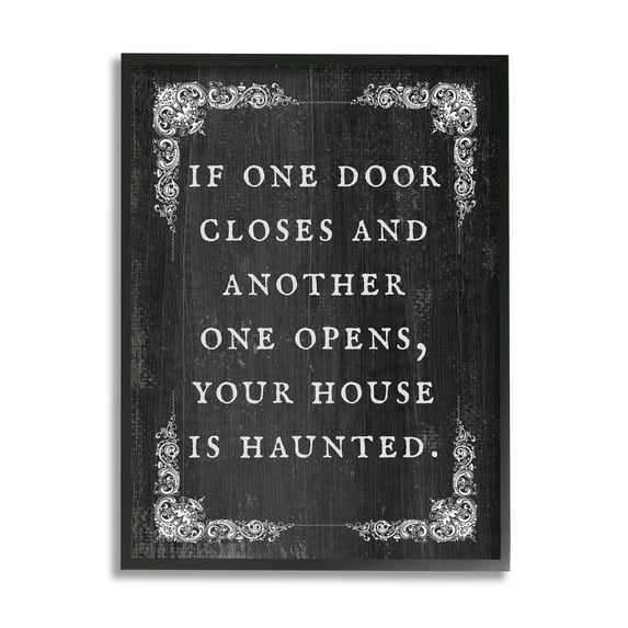 Stupell Industries Funny Haunted House Phrase Holiday Painting Black Framed Art Print Wall Art, 11 x 14