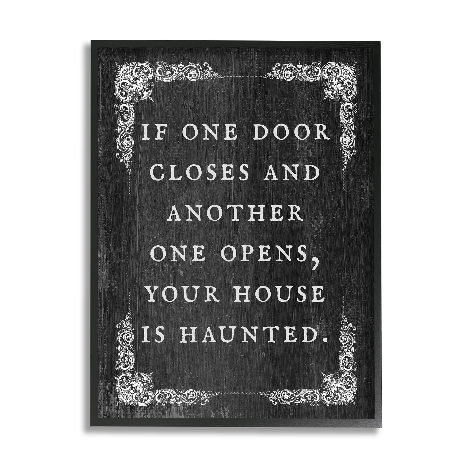 Stupell Industries Funny Haunted House Phrase Holiday Painting Black Framed Art Print Wall Art, 24 x 30