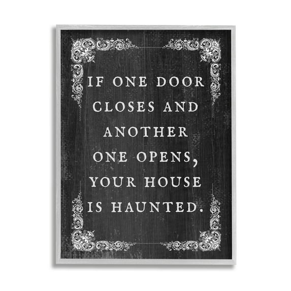 Stupell Industries Funny Haunted House Phrase Holiday Painting Gray Framed Art Print Wall Art, 24 x 30
