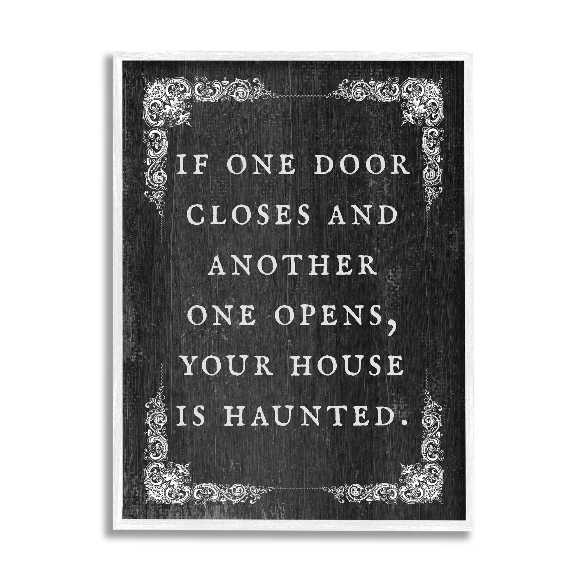 Stupell Industries Funny Haunted House Phrase Holiday Painting White Framed Art Print Wall Art, 11 x 14