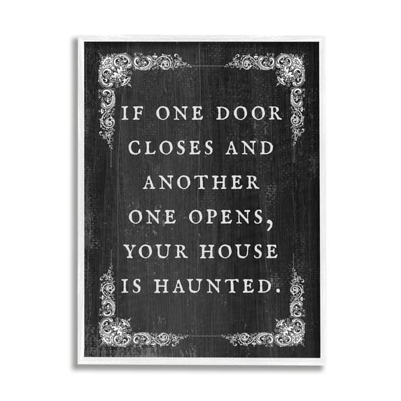 Stupell Industries Funny Haunted House Phrase Holiday Painting White Framed Art Print Wall Art, 24 x 30