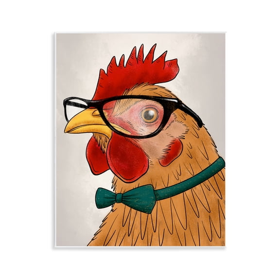 Stupell Industries Funny Hipster Rooster Animals Painting Unframed Art Print Wall Art, 11 x 14