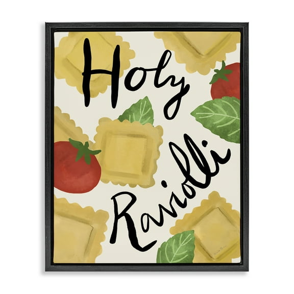 Stupell Industries Funny Holy Ravioli Food & Beverage Painting Black Floater Framed Art Print Wall Art, 17 x 21