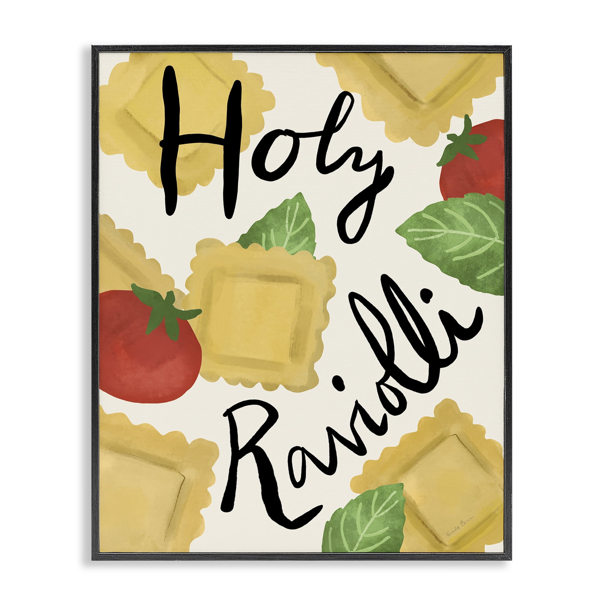 Stupell Industries Funny Holy Ravioli Food & Beverage Painting Black Framed Art Print Wall Art, 16 x 20