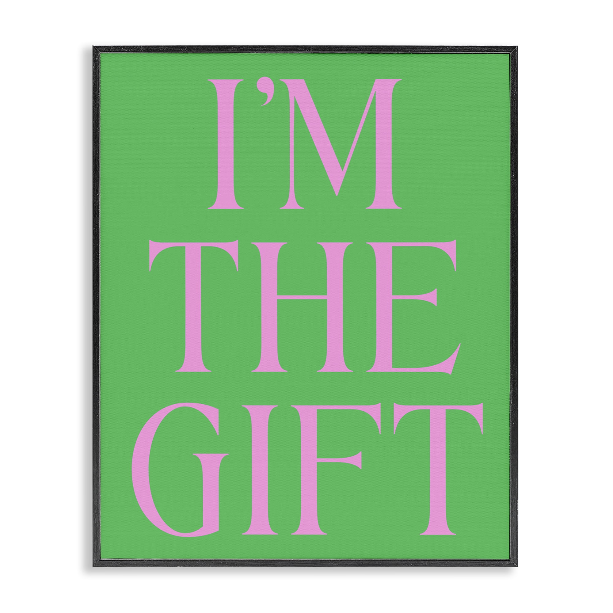 Stupell Industries Funny I'm The Gift Holiday Painting Black Framed Art Print Wall Art, 16 x 20