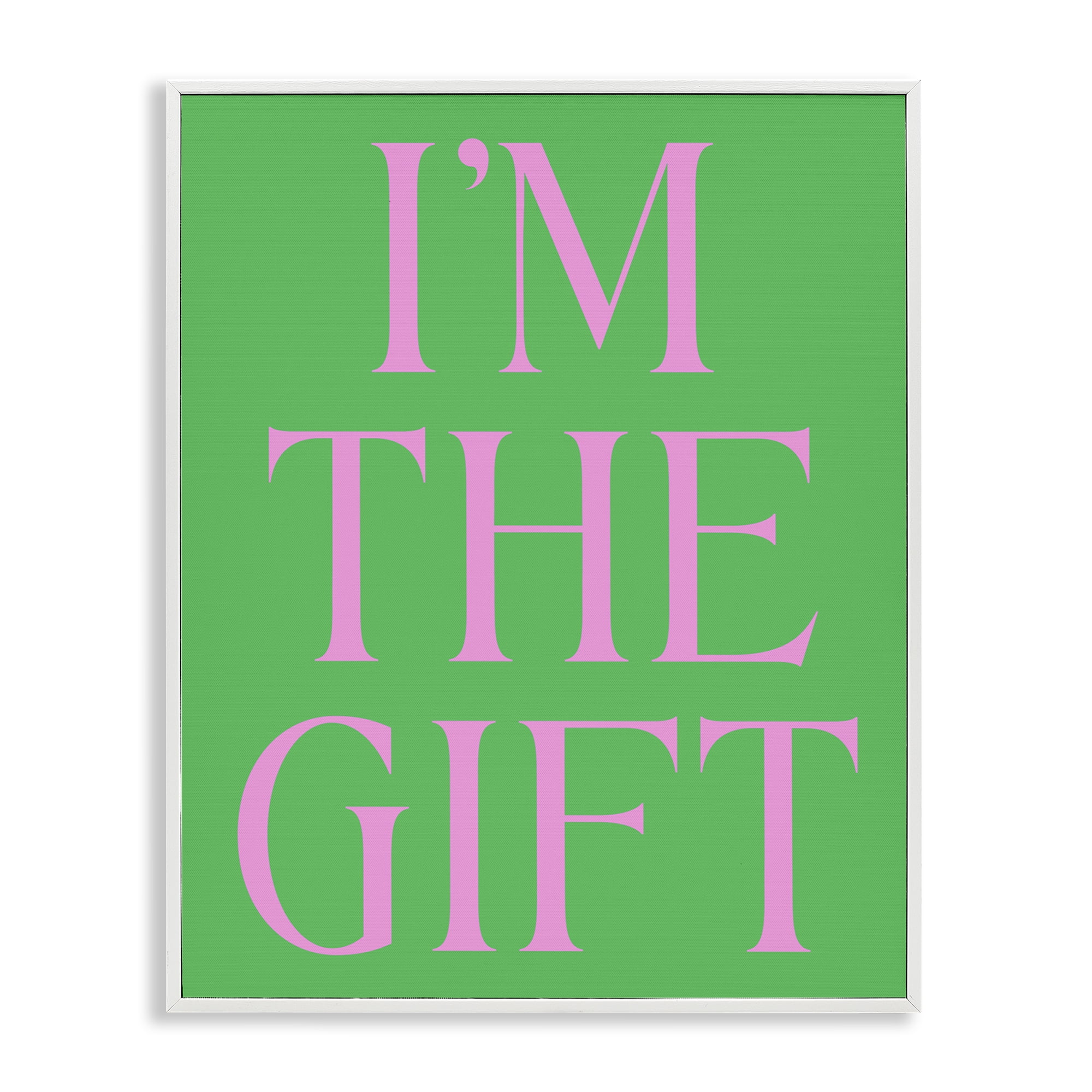 Stupell Industries Funny I'm The Gift Holiday Painting White Framed Art Print Wall Art, 24 x 30