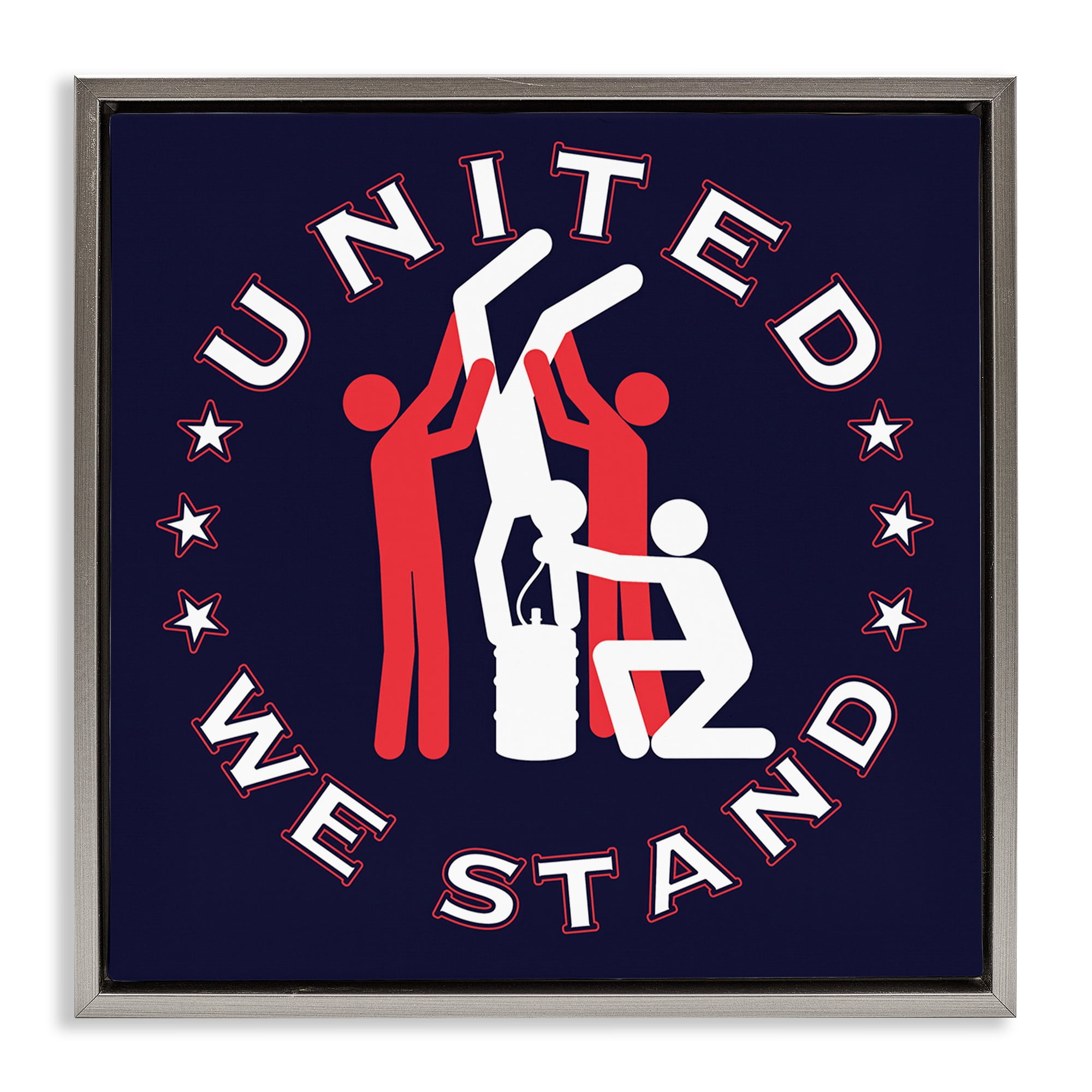 Stupell Industries Funny Keg Stand Novelty & Humor Painting Gray Floater Framed Canvas Art Print Wall Art, 18 x 18