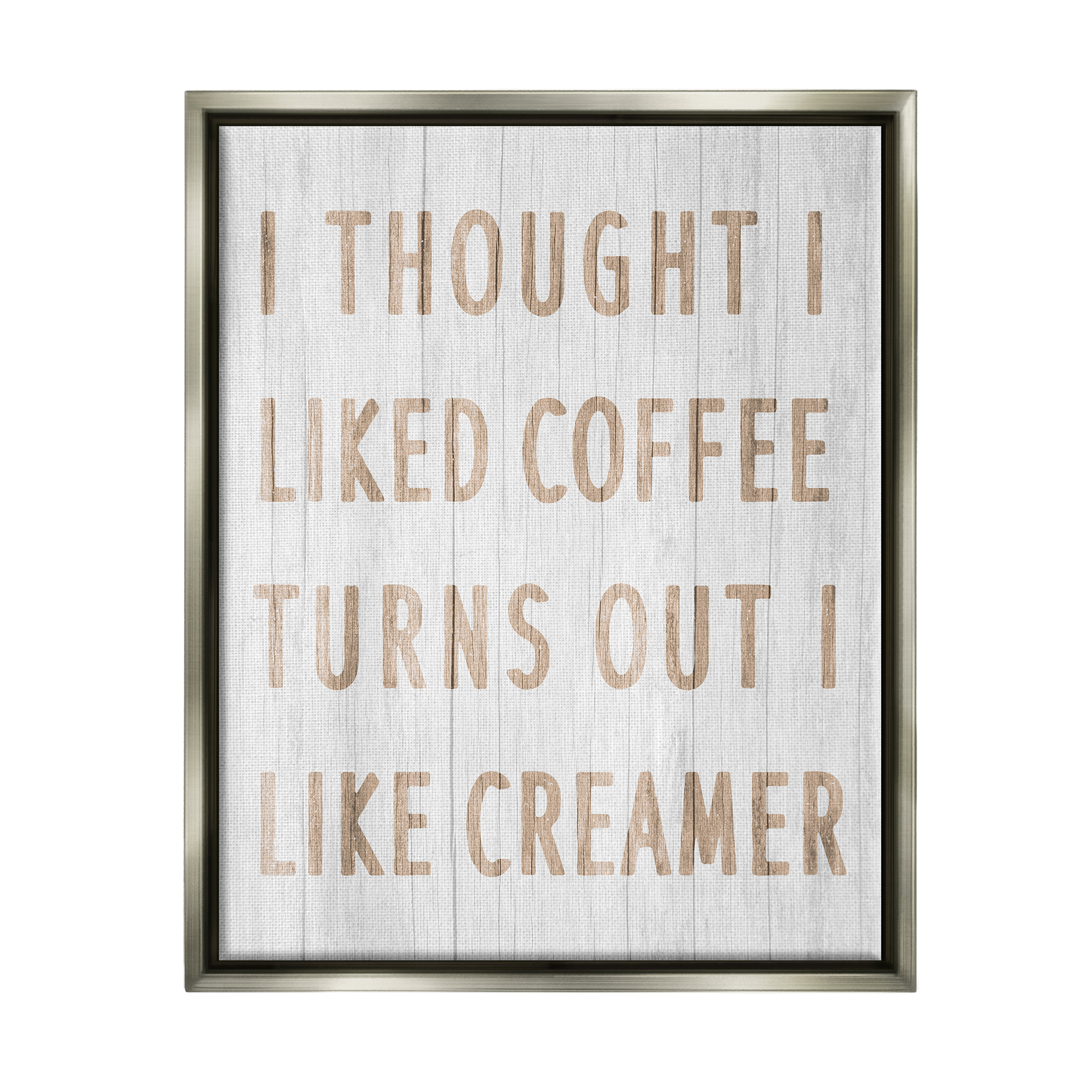 Stupell Industries Funny Kitchen Coffee Phrase Food & Beverage Painting Gray Floater Framed Art Print Wall Art, 17 x 21