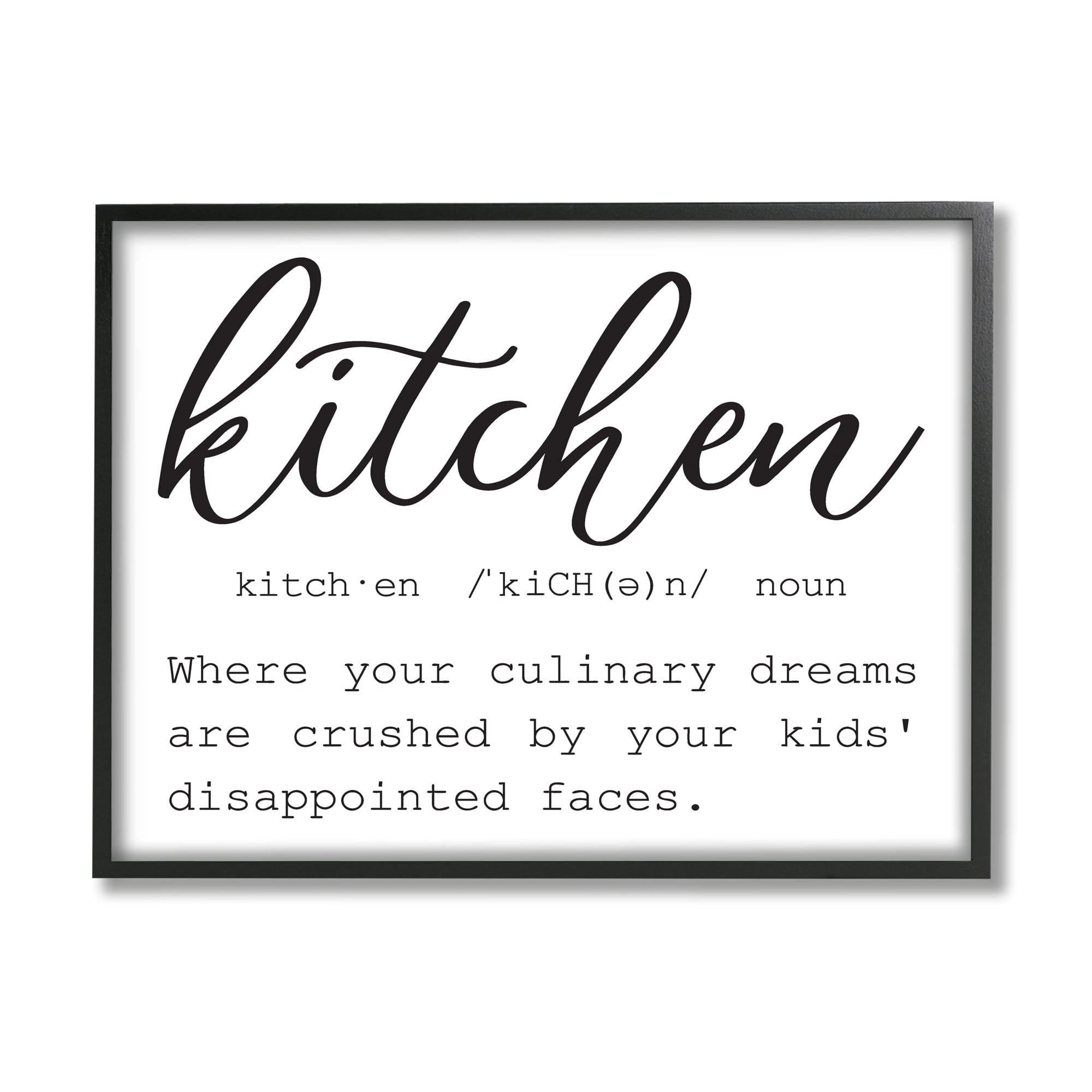 Stupell Industries Funny Kitchen Phrase Definition Cooking Typography Graphic Art Black Framed Art Print Wall Art, Design by Lettered and Lined