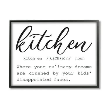 Stupell Industries Funny Kitchen Phrase Definition Cooking Typography Graphic Art Black Framed Art Print Wall Art, Design by Lettered and Lined