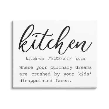 Stupell Industries Funny Kitchen Phrase Definition Cooking Typography Graphic Art Gallery Wrapped Canvas Print Wall Art, Design by Lettered and Lined