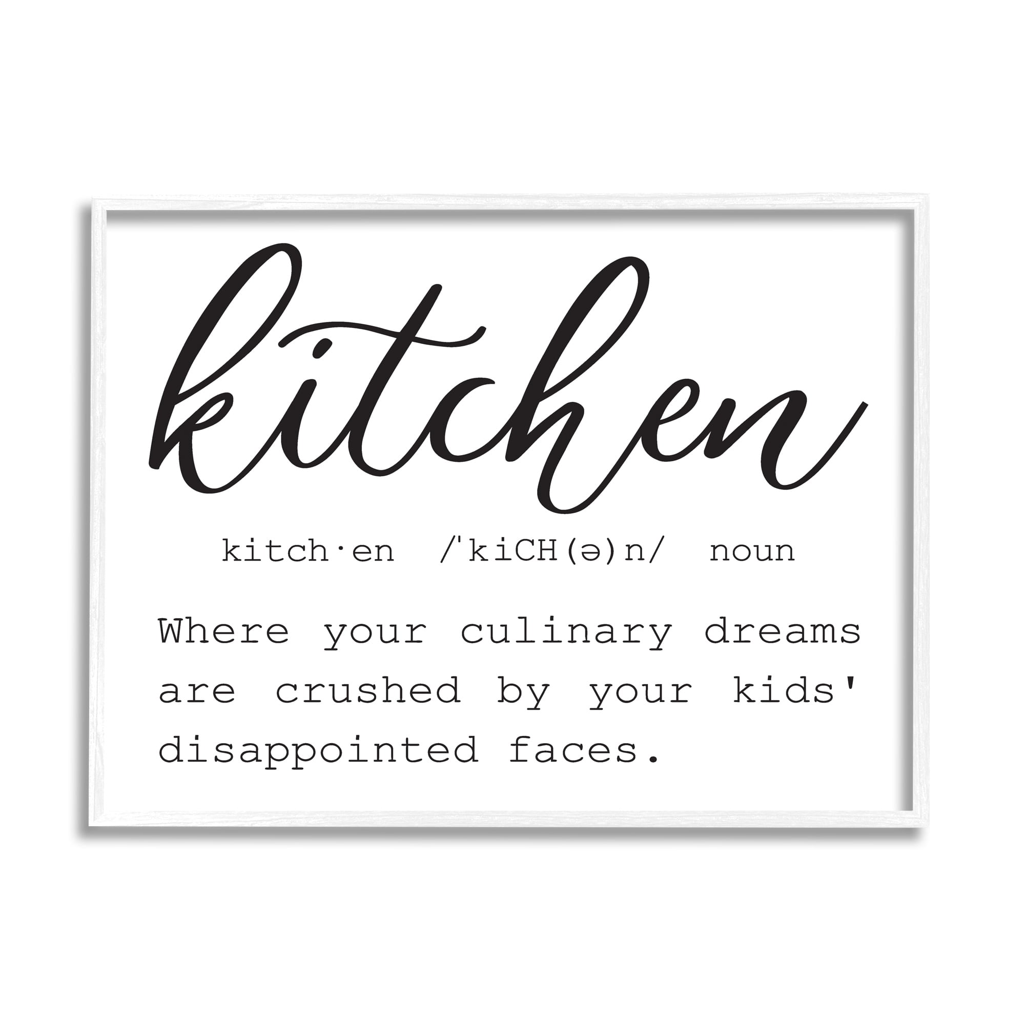 Stupell Industries Funny Kitchen Phrase Definition Cooking Typography Graphic Art White Framed Art Print Wall Art, Design by Lettered and Lined