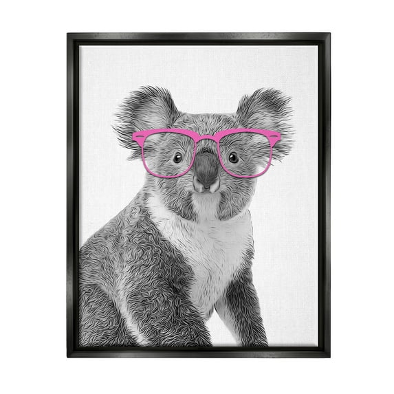 Stupell Industries Funny Koala Wildlife In Glasses Animals & Insects Painting Black Floater Framed Art Print Wall Art