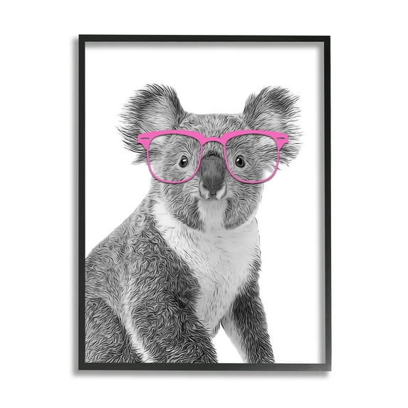 Stupell Industries Funny Koala Wildlife In Glasses Animals & Insects Painting Black Framed Art Print Wall Art