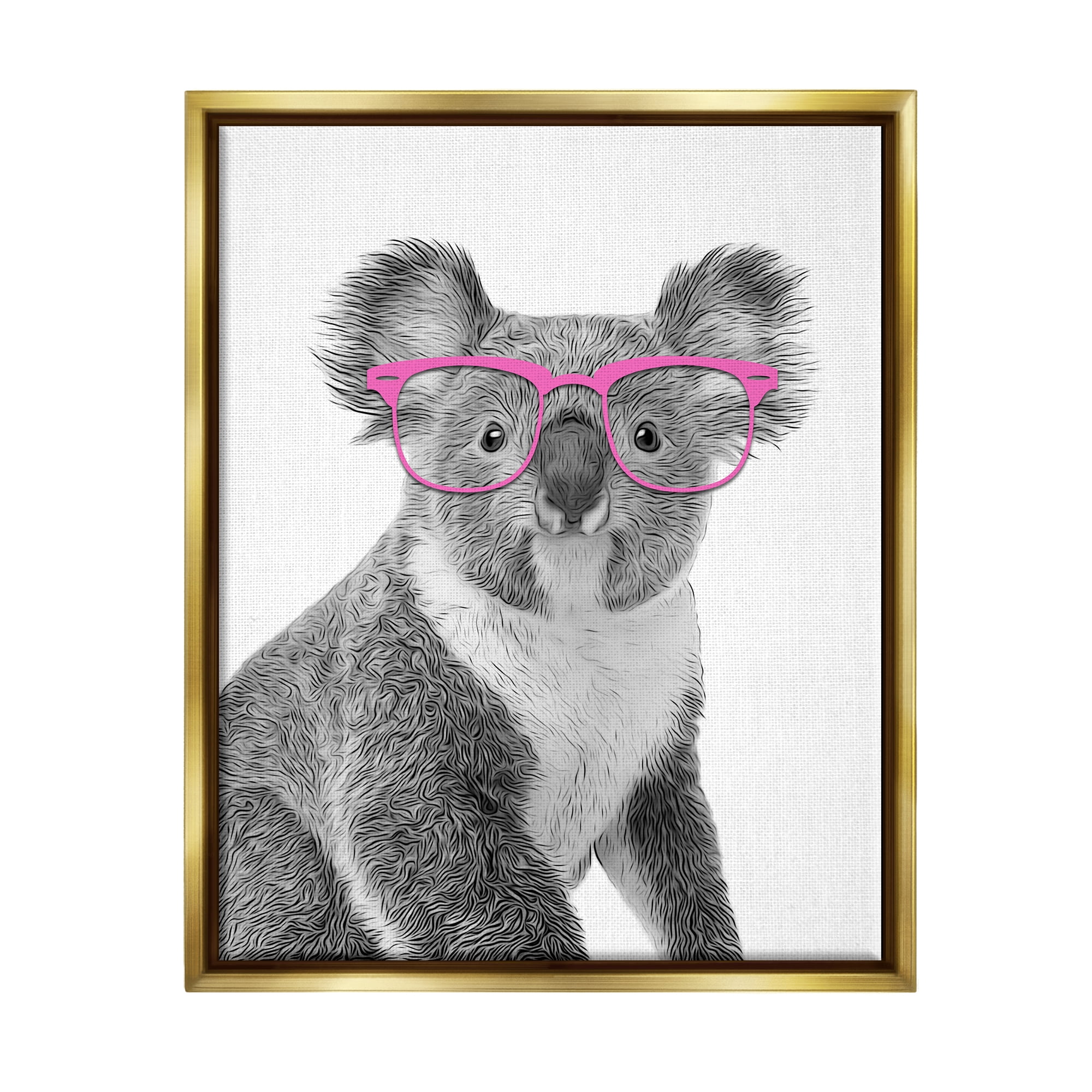 Stupell Industries Funny Koala Wildlife In Glasses Animals & Insects Painting Gold Floater Framed Art Print Wall Art