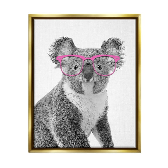 Stupell Industries Funny Koala Wildlife In Glasses Animals & Insects Painting Gold Floater Framed Art Print Wall Art