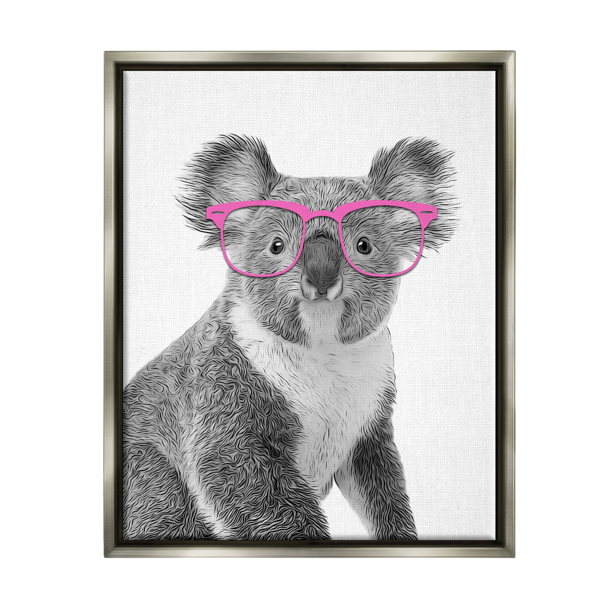 Stupell Industries Funny Koala Wildlife In Glasses Animals & Insects Painting Gray Floater Framed Art Print Wall Art