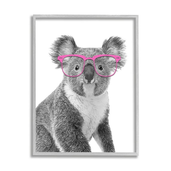 Stupell Industries Funny Koala Wildlife In Glasses Animals & Insects Painting Gray Framed Art Print Wall Art