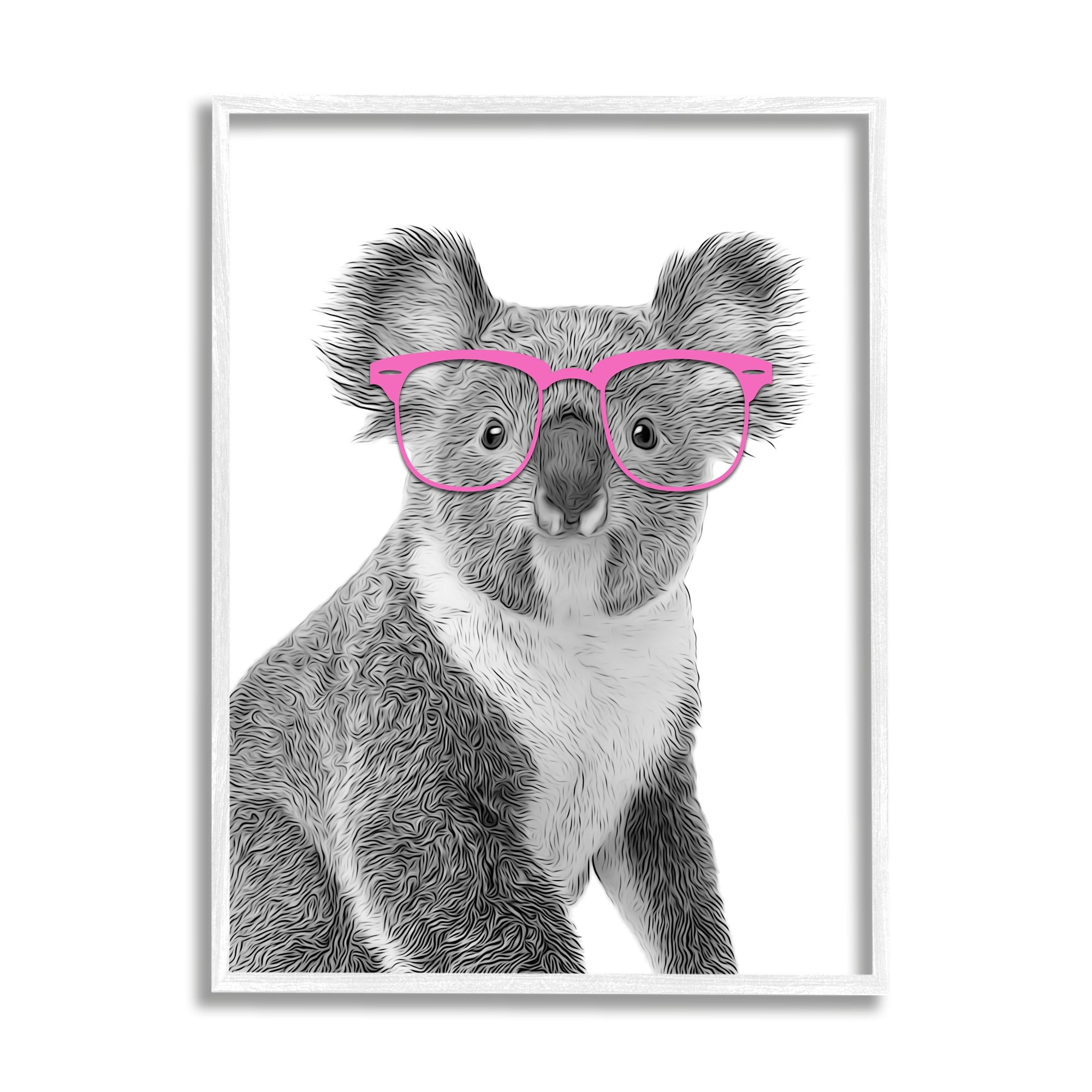 Stupell Industries Funny Koala Wildlife In Glasses Animals & Insects Painting White Framed Art Print Wall Art