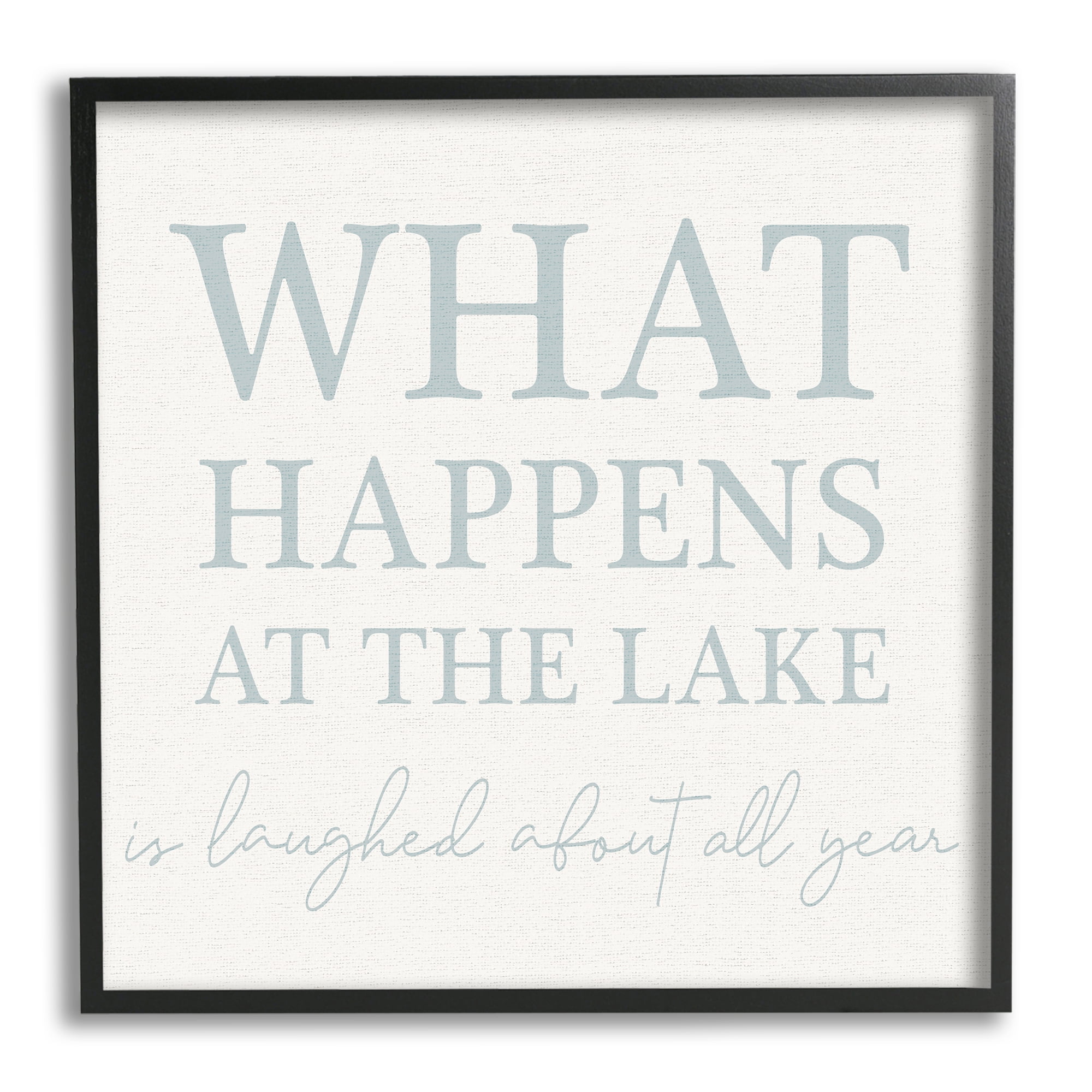 Black Framed Lake House Phrase Landscape Art Print, 12 x 12