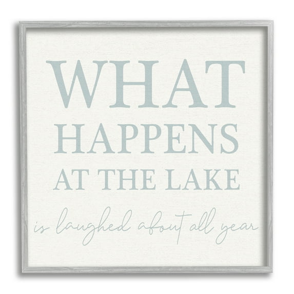 Stupell Industries Funny Lake House Phrase Nature Painting Gray Framed Art Print Wall Art, 17 x 17