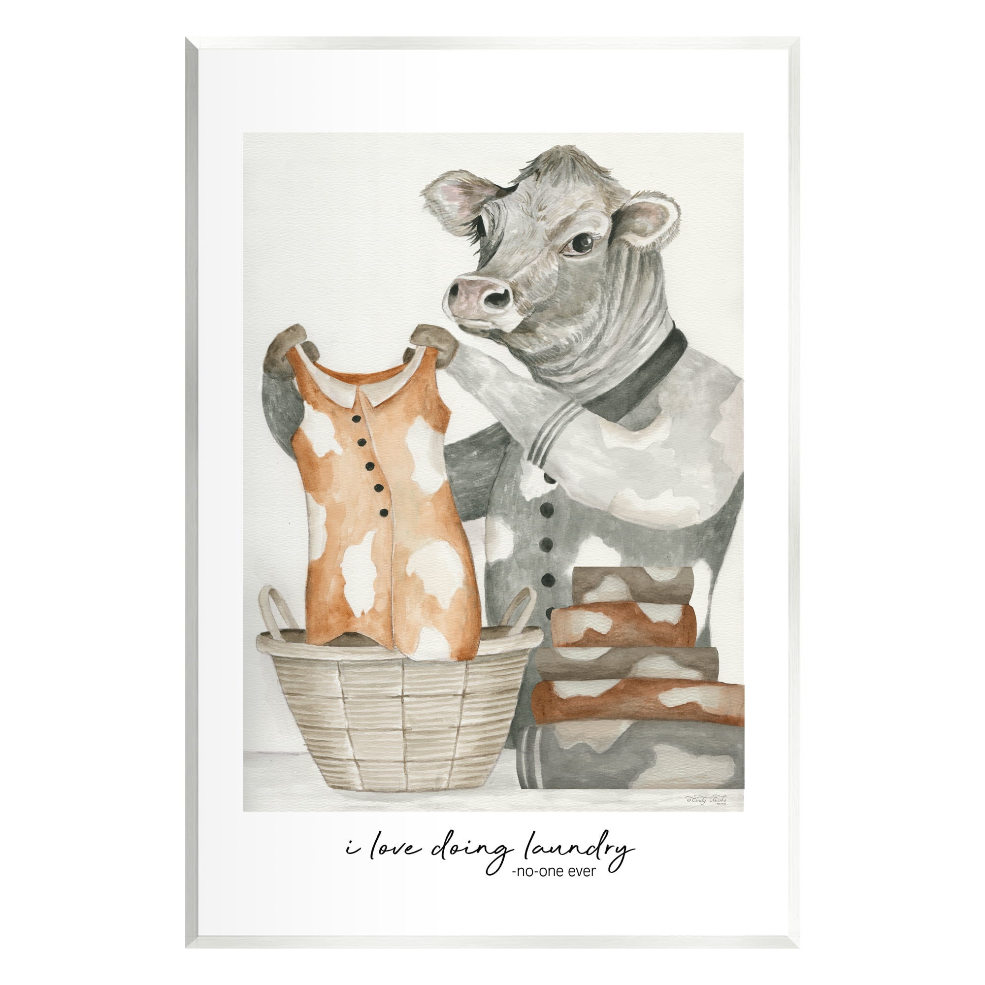 Stupell Industries Funny Laundry Cow Phrase Animals & Insects Painting Unframed Art Print Wall Art, 10 x 15