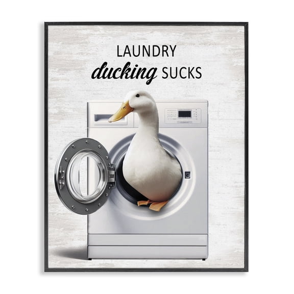 Stupell Industries Funny Laundry & Duck Quotes and Sayings Painting Black Framed Art Print Wall Art, 11 x 14