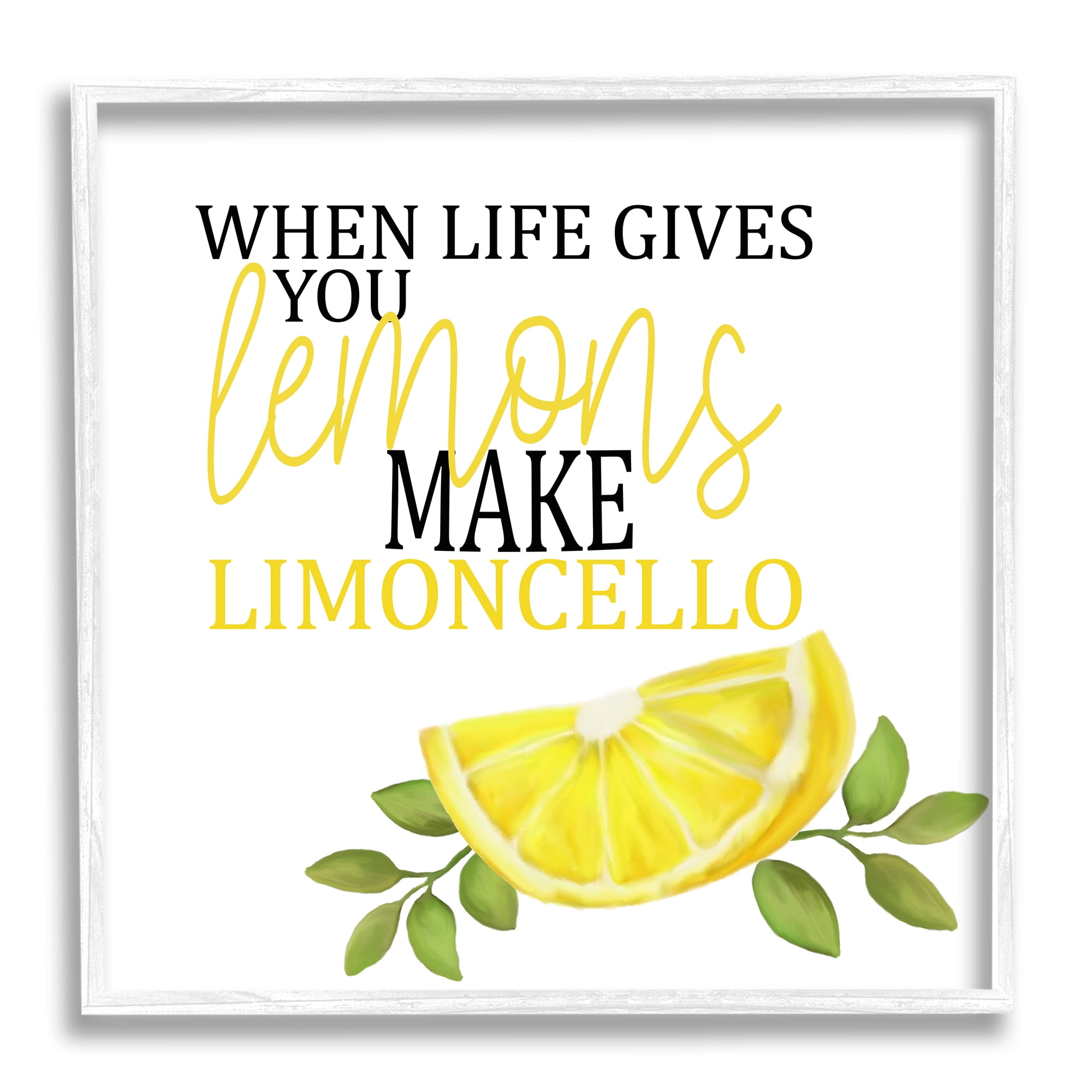 Stupell Industries Funny Lemons to Limoncello Food & Beverage Painting White Framed Art Print Wall Art, 24 x 24